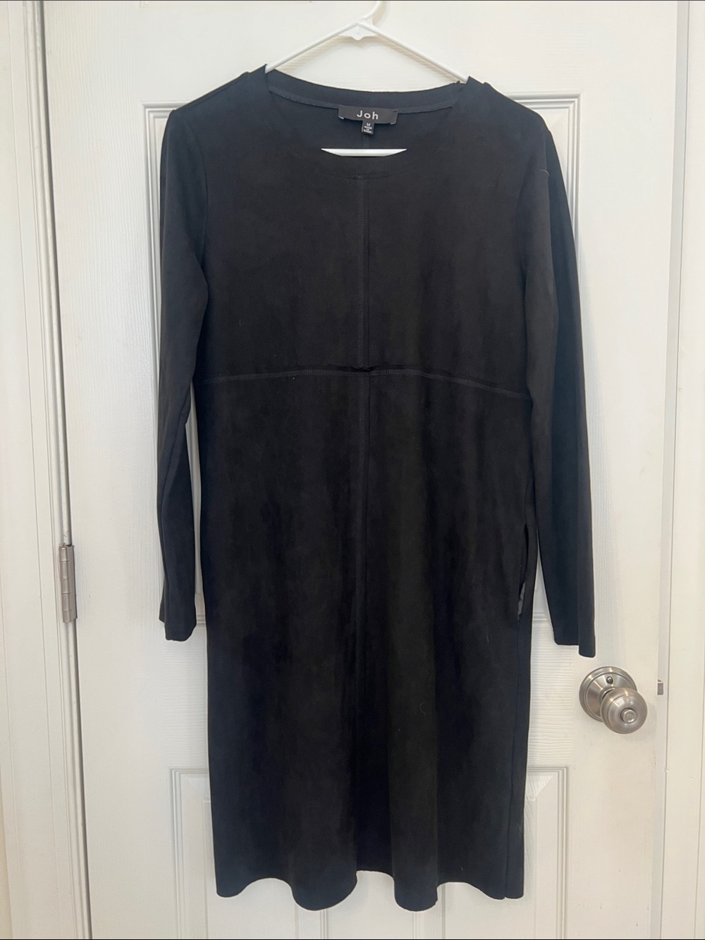 Joh Black Long Sleeve Suede-Look Shift Dress